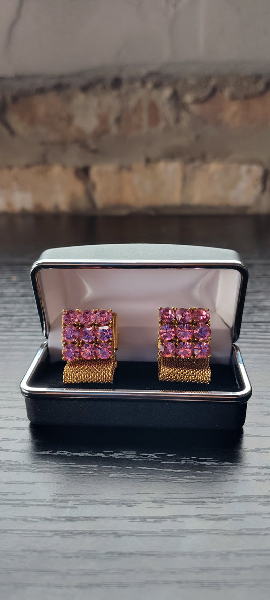 GOLD WITH PURPLE DIAMONDS CUFFLINKS