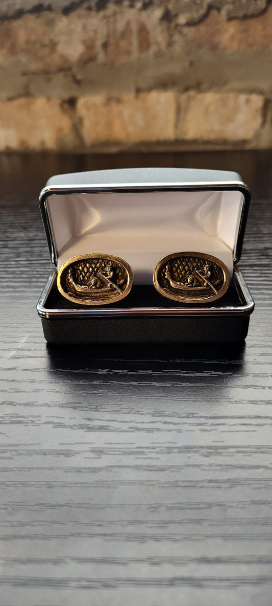 GOLD BOAT CUFFLINKS