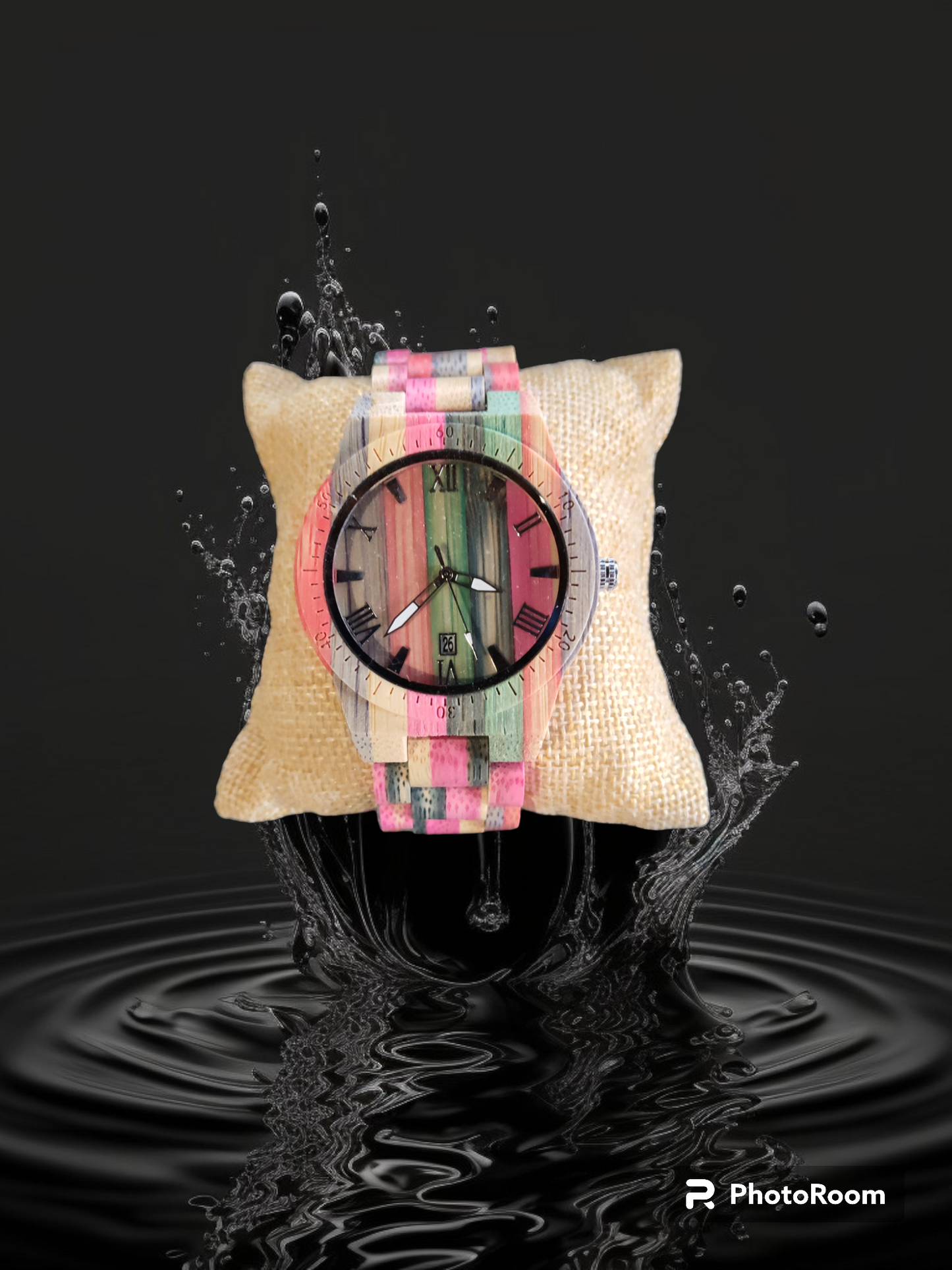 MULTI-COLORED WOODEN WATCH